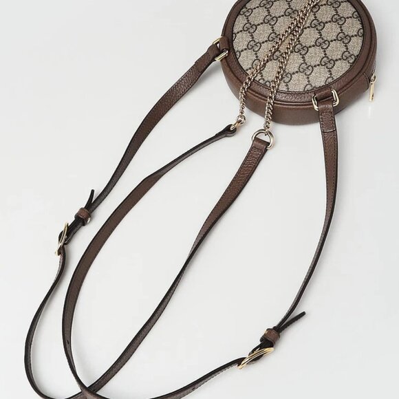 Gucci Beige/Ebony GG Canvas Ophidia Round Mini Backpack Bag - Picture 3 of 11